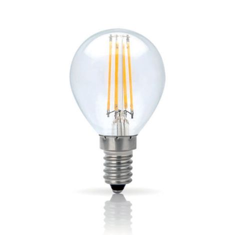 Lâmpada LED ASLO E14 Filamento Esférica Gota - Branco Quente - 4W - 400lm