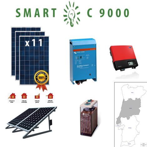Kit Fotovoltaico SMART Híbrido Isolado C 9000Wh