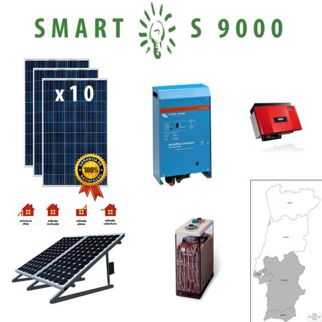 Kit Fotovoltaico SMART Híbrido Isolado S 9000Wh